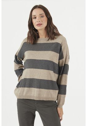 Sweater con lana arena diseno rayas,hi-res