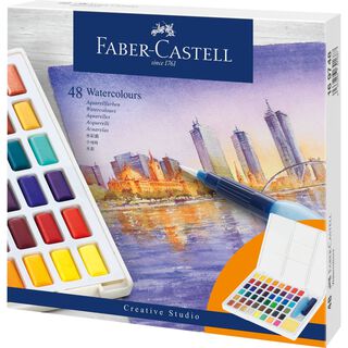 Acuarelas en pastillas Faber-Castell x48 colores,hi-res
