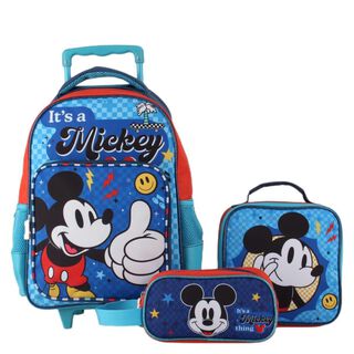 Mochila escolar set de 3 piezas (mochila + estuche  + lonchera) Disney celeste,hi-res
