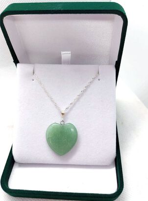 Collar Piedra Natural Jade Corazón – Plata Ley 925,hi-res