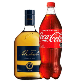 Pisco Mistral 35° 1000cc + Bebida Coca Cola 1500cc,hi-res