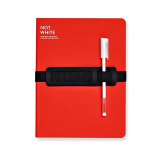 Cuaderno Not White Rojo Nuuna 176 páginas Banda Elástica Lápiz Gel Cubierta Cuero Reciclado,hi-res