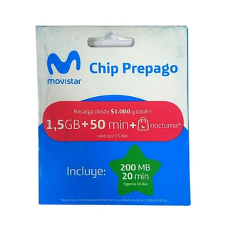 Chip Prepago Movistar Sim Card  Carga Inicial,hi-res