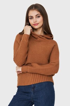 Sweater Cuello Tortuga Canalé Camel Nicopoly,hi-res