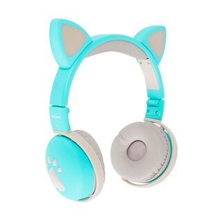 Audifonos Bluetooth Inalámbrico Niños Verde Led Gato,hi-res