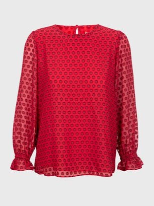 Blusa Clip Dot Rojo Calvin Klein,hi-res