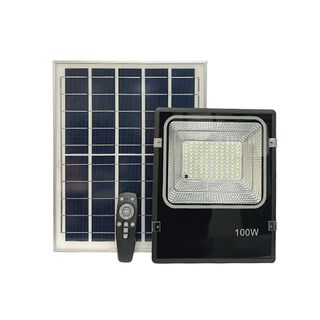 Foco Proyector LED Solar Con Sensor 100W Luz Fría,hi-res