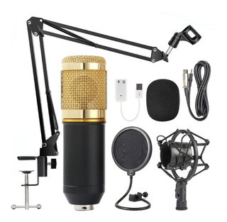 Microfono Condensador Profesional Streaming + Soporte Base,hi-res