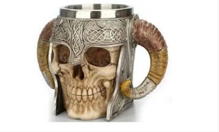 Tazon Taza Mugs Vikingo Craneo Con Casco Cuernos Medieval,hi-res