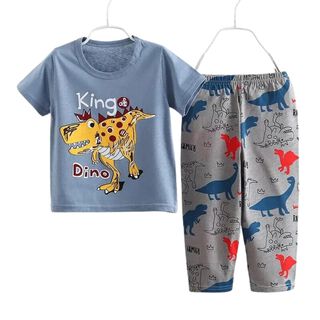 Pijama Pantalon Largo Manga Corta Niño Algodón King Dino,hi-res