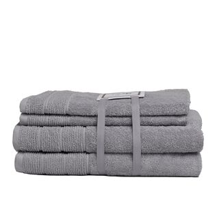 Set de toallas Deluxe con elegante guarda clásica en 100% algodón turco 620gr. Color Gris perla,hi-res