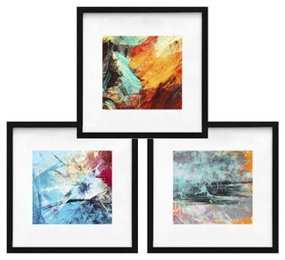 Set 3 cuadros abstracto colores 80x80 marco negro,hi-res