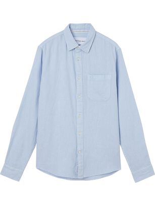 Camisa Linen Blend Azul Calvin Klein,hi-res