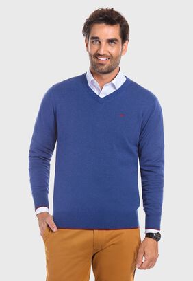 Sweater Melange Smart Casual  L/S Blue Melange,hi-res