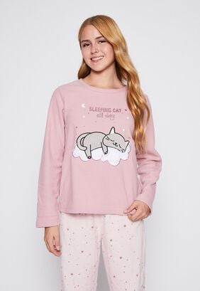Pijama Mujer Rosado Polar Cat Family Shop,hi-res