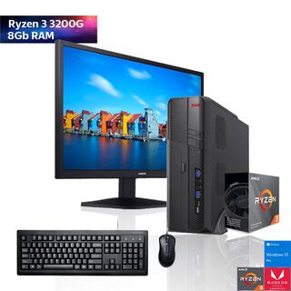 PC slim + MONITOR 22 + Perif: AMD RYZEN 3 3200g Vega 8 8gb 500Gb WiFi,hi-res