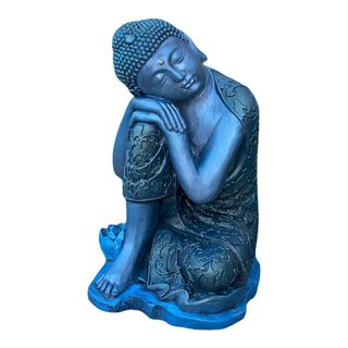 Figura Buda Durmiente Flor Loto Blue  38 cm,hi-res