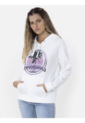 Poleron PALM ON THE ROCK HOODIE Mujer Blanco Maui and Sons,hi-res