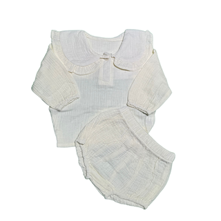 Ropa de algodón orgánico para niñas recién nacidas 2 piezas 73 cm Blanco,hi-res