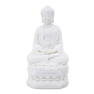 Buddha escultura decorativa resina y piedra Blanca,hi-res
