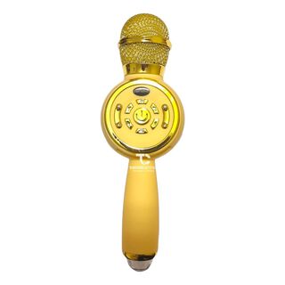 Microfono Karaoke TWS BT con luz Disco Dorado,hi-res