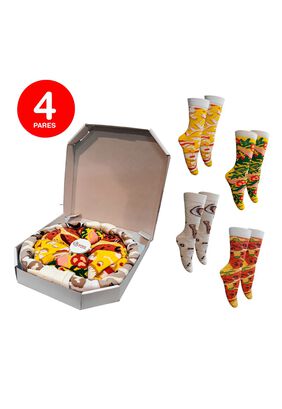 Calcetines Caja Pizza Unisex Pack 4,hi-res