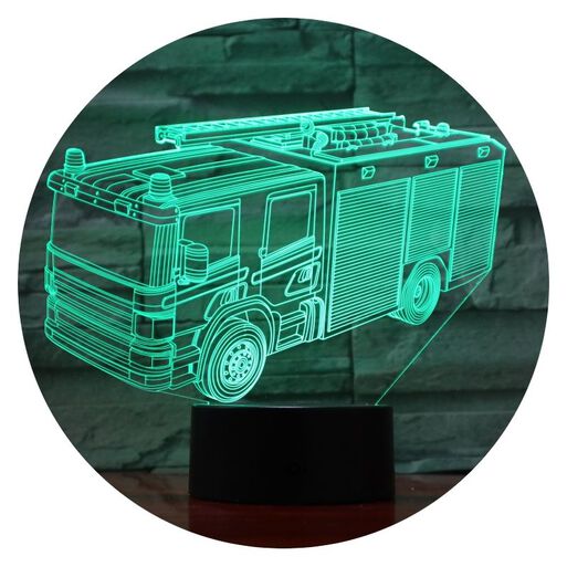 Lámpara Visual 3D Carro de Bomberos,hi-res