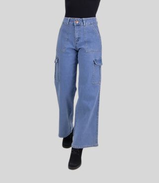Jeans cargo t.alto medium blue,hi-res