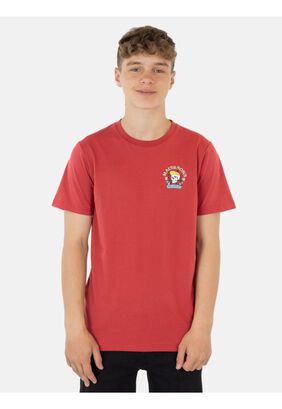 Polera Skull Surfing On The Wave Ss Tees Young Rojo Infantil Maui And Sons,hi-res