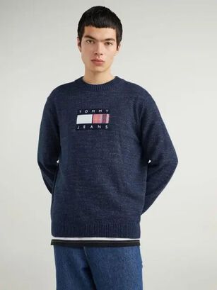 Sweater Relaxed Flag Tartan Azul Tommy Jeans,hi-res