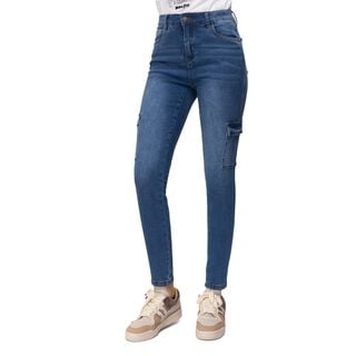 Jeans Super Skinny Cargo Azul Mujer Fashion'S Park,hi-res