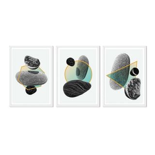 Set Triple Cuadros Abstracto Piedras Lunares,hi-res