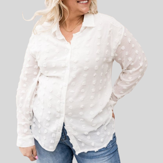 Blusa blanca oversize de lunares texturados,hi-res