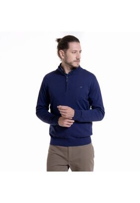 Sweater Half Zipper Azul Marino,hi-res