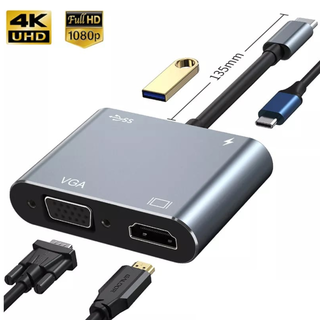 ADAPTADOR 4 EN 1 USB C HUB A VGA HDMI,hi-res