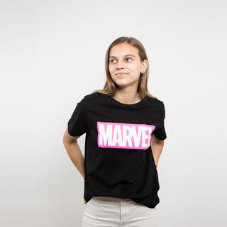 Polera Mujer Logo Negro Marvel,hi-res