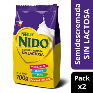 Pack Leche en polvo NIDO® Semidescremada Sin Lactosa Bolsa 700g x2,hi-res