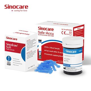 Kit 50 Tiras + 50 Lancetas Para Glucometro Sinocare Safe-Accu SINOCARE,hi-res