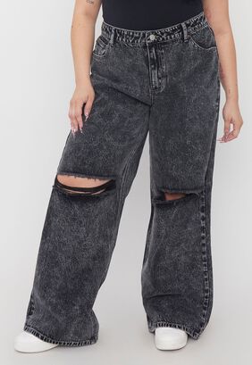 Jeans Mujer Noventero Straight Gray Acid Wash Corona,hi-res