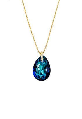 Collar Gota de Luz Gold Cristales Genuinos Bermuda Blue,hi-res
