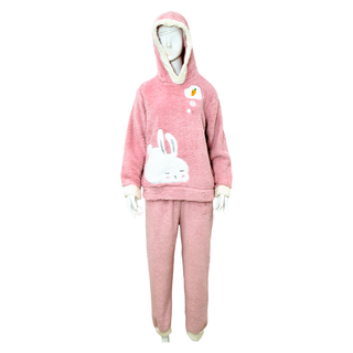 Pijama Mujer Polar Sherpa con Capucha  Diseño Conejito,hi-res