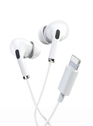 Audífonos Con Cable Compatibles Con Entrada iPhone Blancos,hi-res
