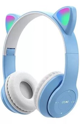 Audifonos Bluetooth Orejitas De Gato Azul,hi-res