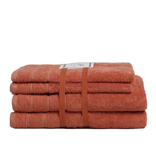 Set de toallas Deluxe con elegante guarda clásica en 100% algodón turco 620gr. Color Zanahoria,hi-res