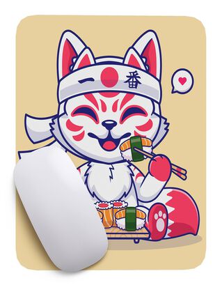 Mouse Pad zorro sushi Arte de animales - 17cm X 21cm D24,hi-res