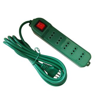 Macrotel Alargador Zapatilla Con Switch 5p 3mts Verde,hi-res