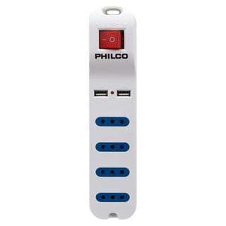Alargador Extensión Philco 4 POS y 2 USB Blanco,hi-res
