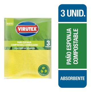 Paño Esponja Natural X3 Ultra Absorbente Virutex,hi-res