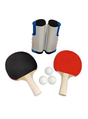 Set De Ping Pong 2 Paletas 3 Pelotas Y Red Extensible,hi-res