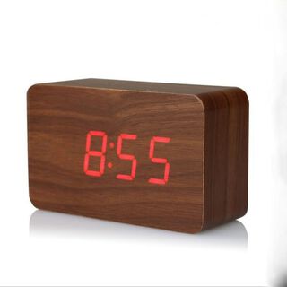 Reloj despertador digital  de madera  luz led roja,hi-res